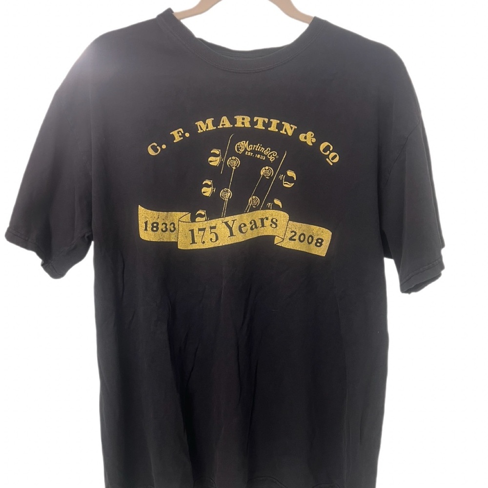 Vintage C.F. Martin & Co T-Shirt 175 Years Guitar Headstock 1833–2008 Black